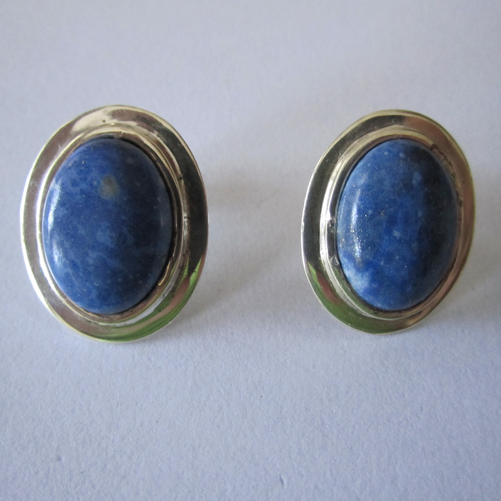 Vintage Denim Lapis Earrings Post 925